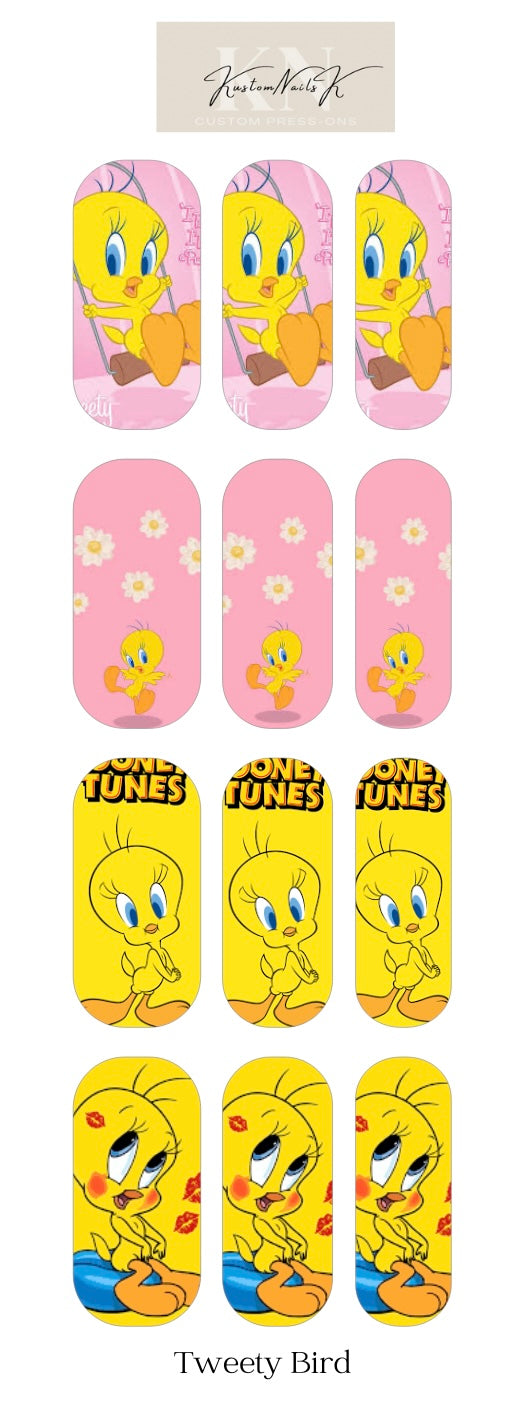 Pink & yellow tweety bird waterslide decals