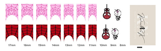 French tip spider & kitty waterslide decals